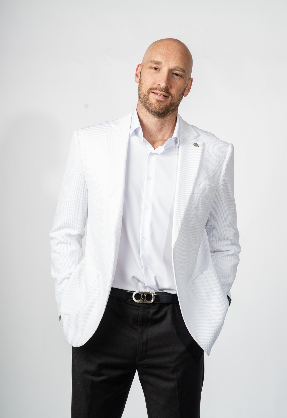 Men's Slim Fit Waffle Performance Stretch Solid Sport Coat White