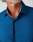 Men's Slim Fit Performance Stretch Short Sleeve Blue