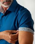 Men's Slim Fit Performance Stretch Short Sleeve Blue