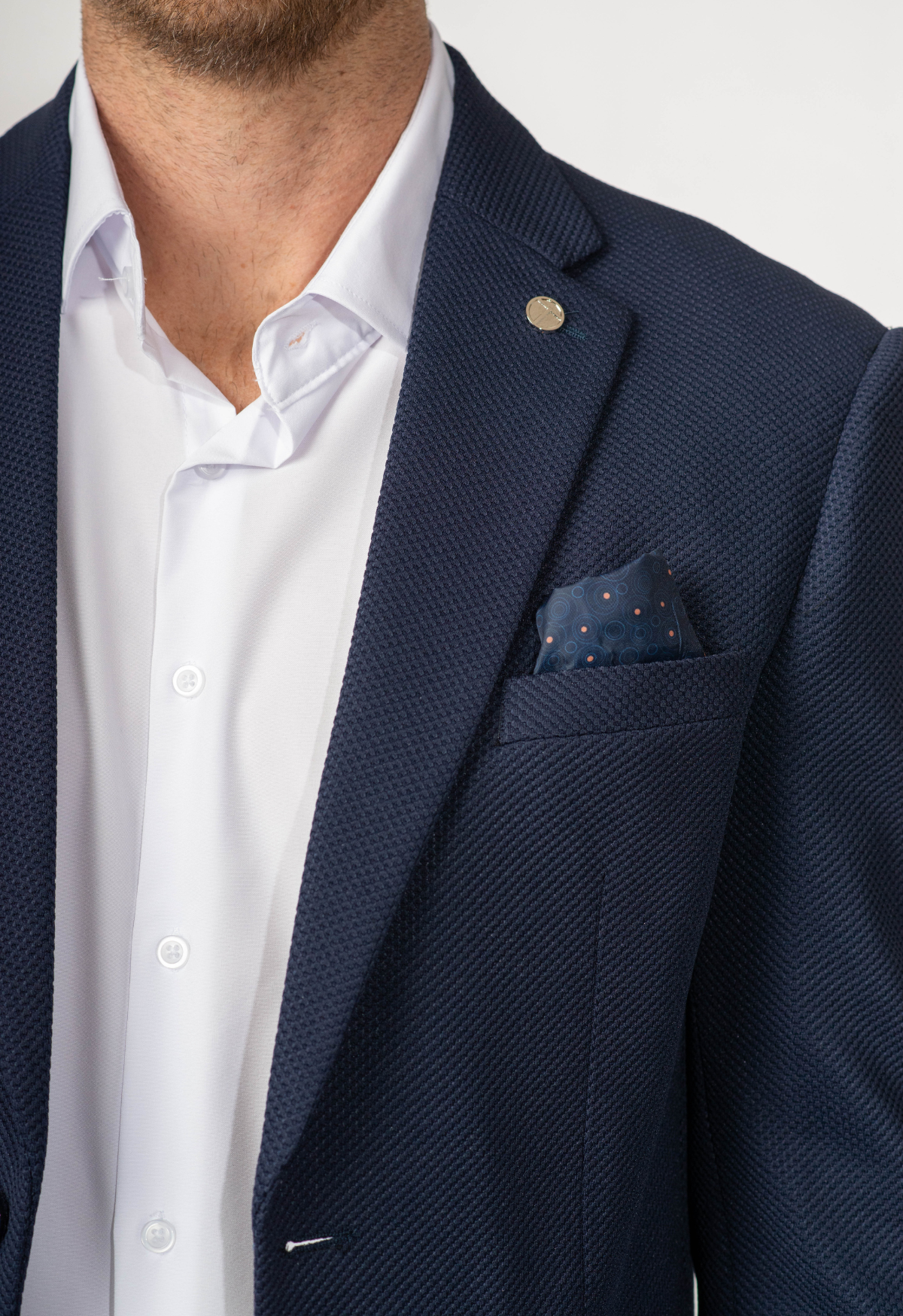 Men's Slim Fit Waffle Performance Stretch Solid Sport Coat Navy