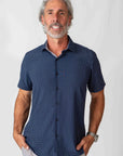 Men's Slim Fit Performance Stretch Navy Short Sleeve