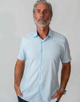 Men's Slim Fit Performance Stretch Short Sleeve Sky Blue