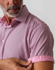 Men's Geometric Slim Fit Performance Short Sleeve Pink