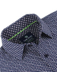 Men's Geometric Slim Fit Performance Long Sleeve Shirt Navy Dots