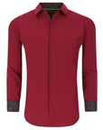 Men's Slim Fit Performance Long Sleeve Solid Shirt Burgundy