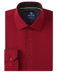 Men's Slim Fit Performance Long Sleeve Solid Shirt Burgundy