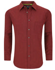 Men's Slim Fit Performance Long Sleeve Chambray Burgundy Solid Shirt