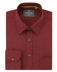 Men's Slim Fit Performance Long Sleeve Chambray Burgundy Solid Shirt