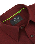 Men's Slim Fit Performance Long Sleeve Chambray Burgundy Solid Shirt