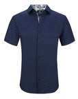 Men's Slim Fit Performance Navy Stretch Short Sleeve