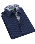 Men's Slim Fit Performance Navy Stretch Short Sleeve