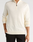 1/4 Zip Cashmere Feel Sweater (Light Gray )