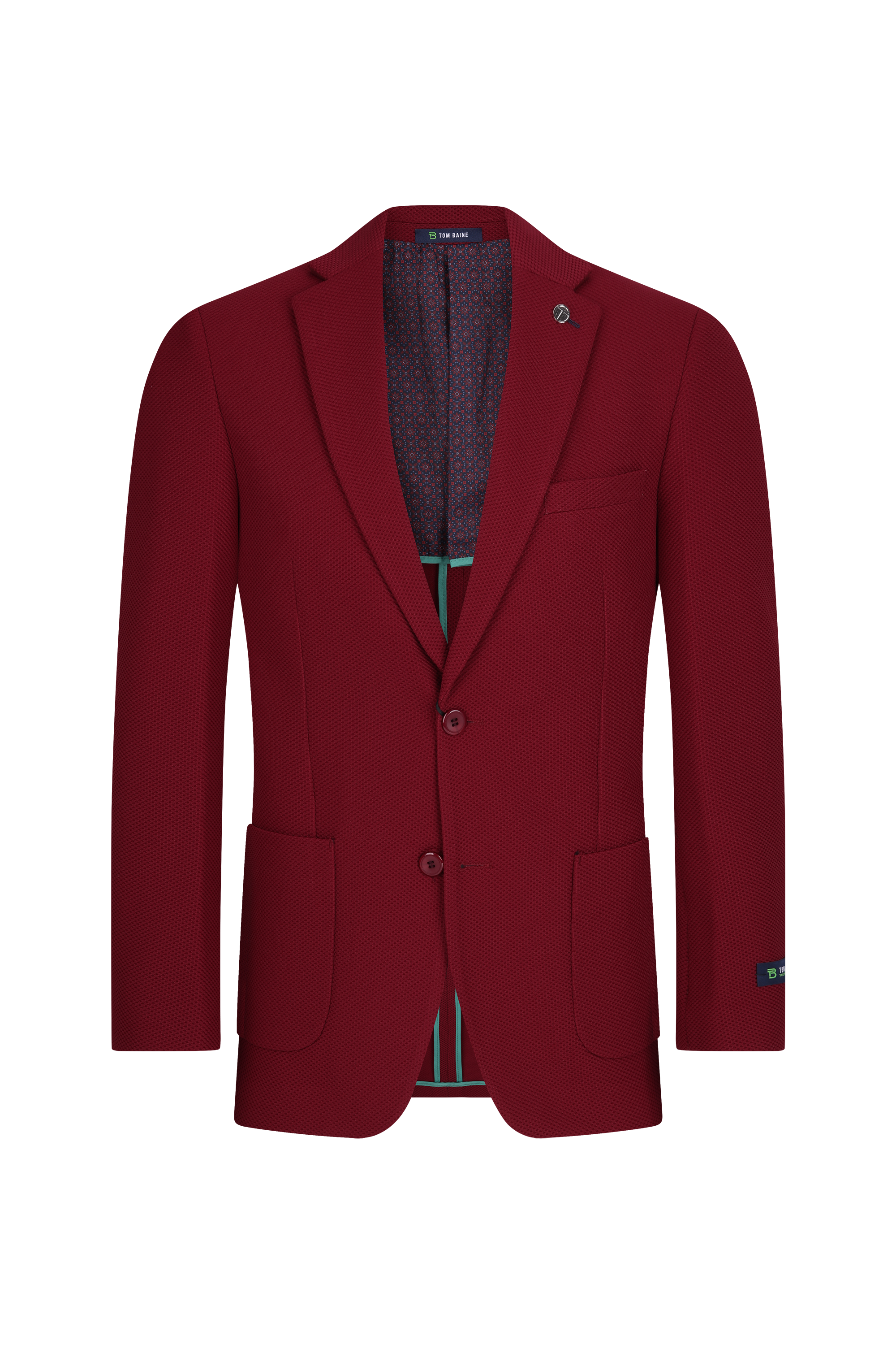Men's Slim Fit Waffle Performance Stretch Solid Sport Coat Burgundy