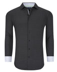 Men's Geometric Slim Fit Performance Long Sleeve Shirt Black