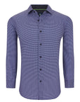 Men's Slim Fit Performance Long Sleeve Navy Printed Shirt