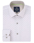 Men's Slim Fit Performance Long Sleeve Printed Shirt Dots White