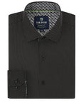 Men's Slim Fit Performance Long Sleeve Printed Black Shirt