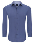 Men's Slim Fit Performance Long Sleeve Navy Printed Shirts