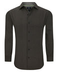Men's Slim Fit Performance Long Sleeve Black Printed Shirt