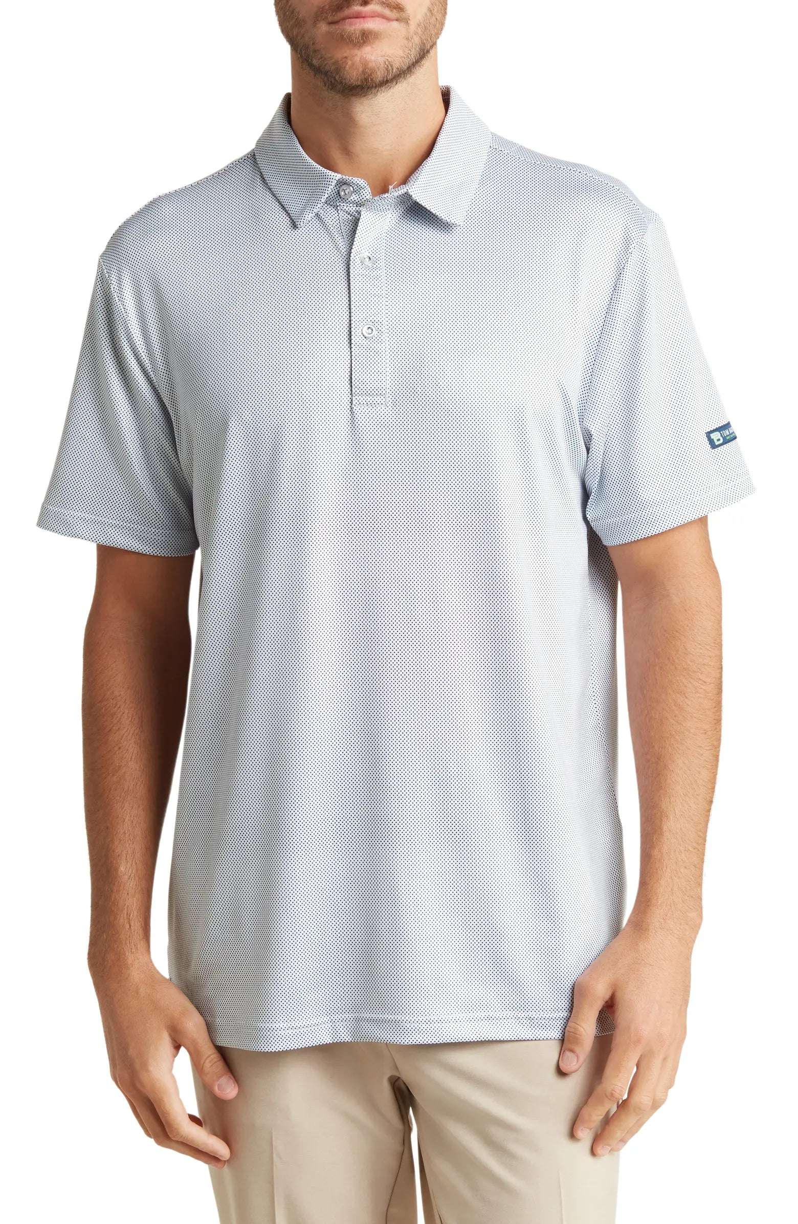 Geo Slim Fit Performance Polo White