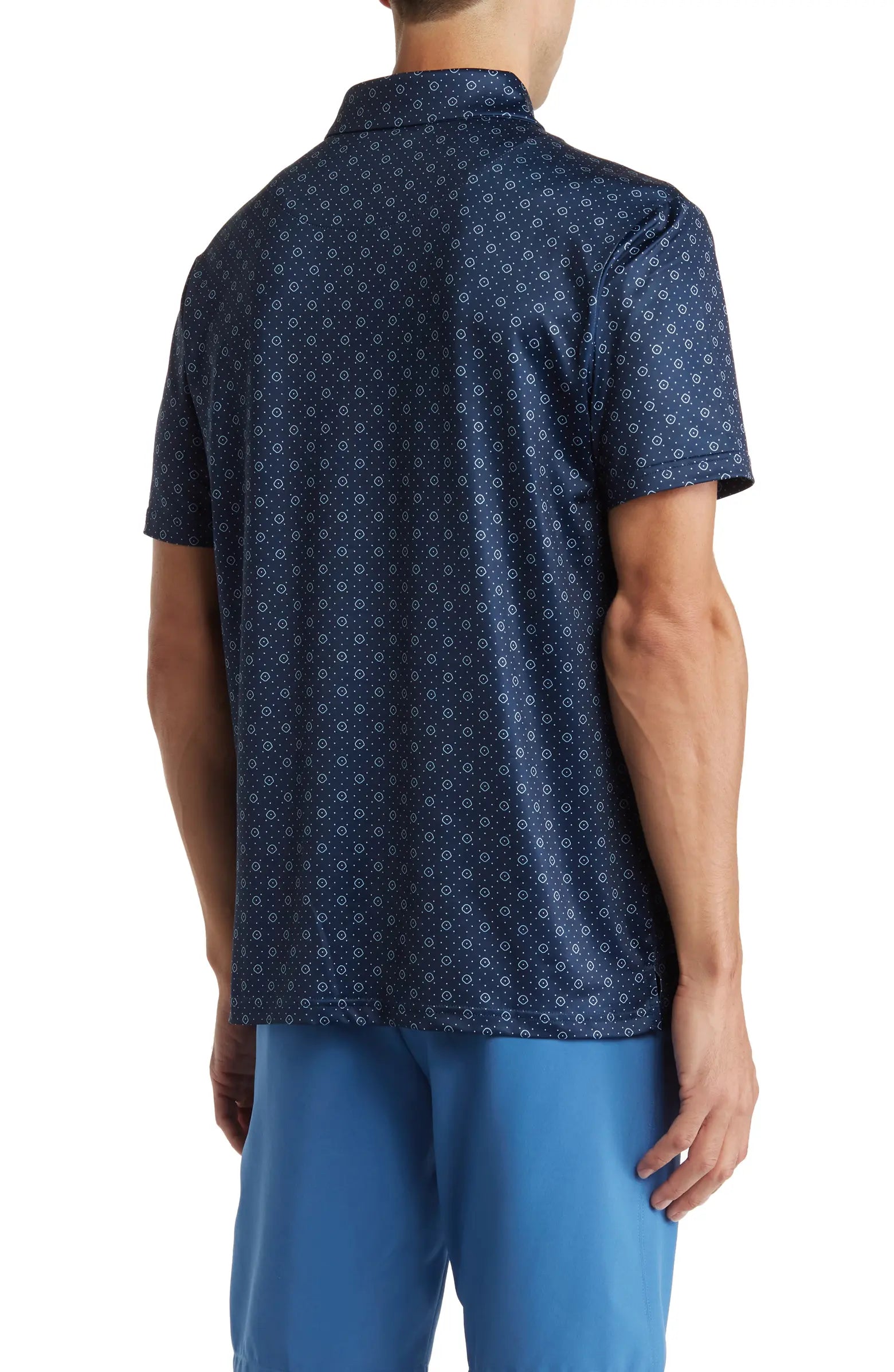 Geo Slim Fit Performance Polo Navy