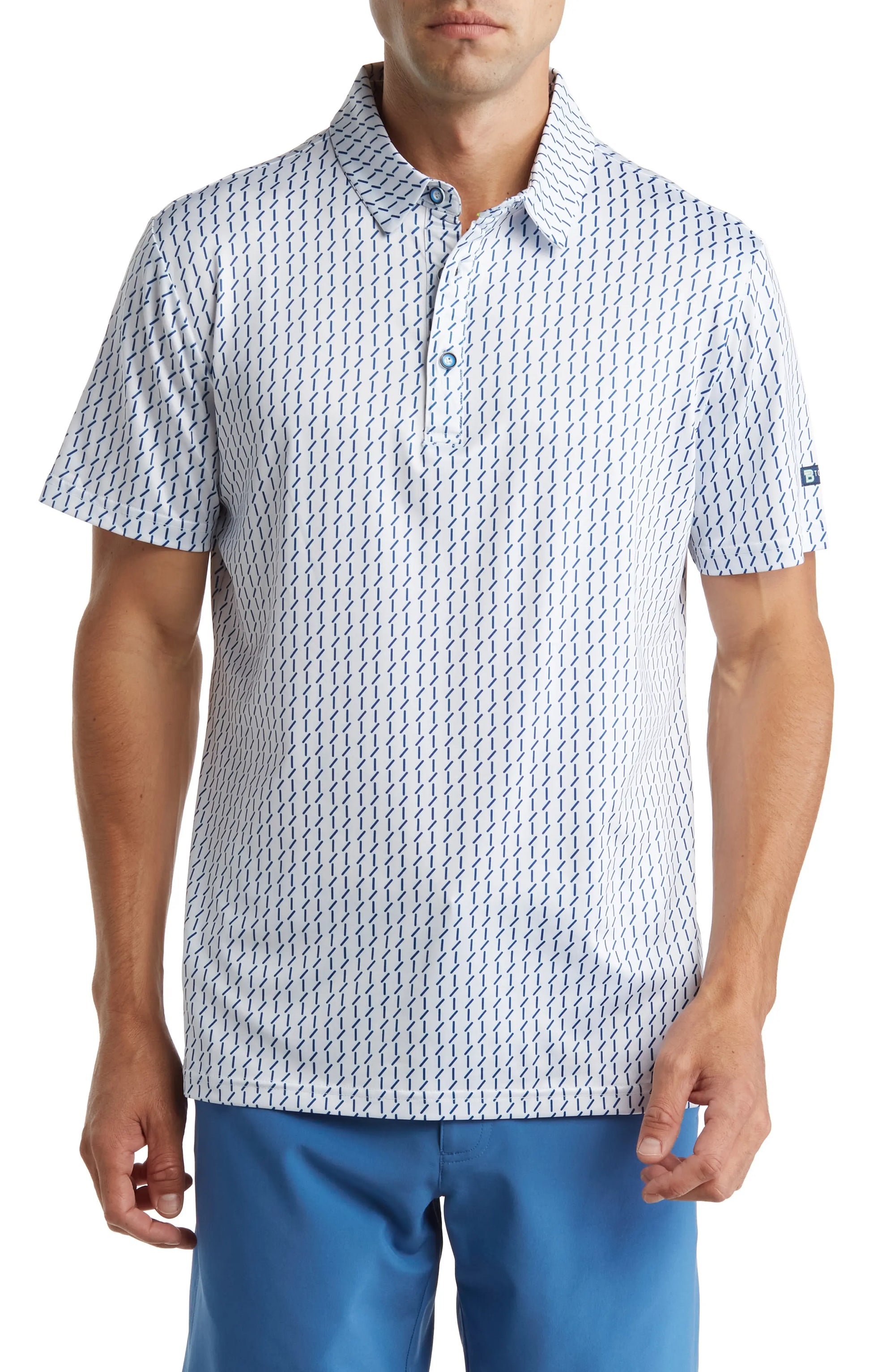 Geo Slim Fit Performance Polo White