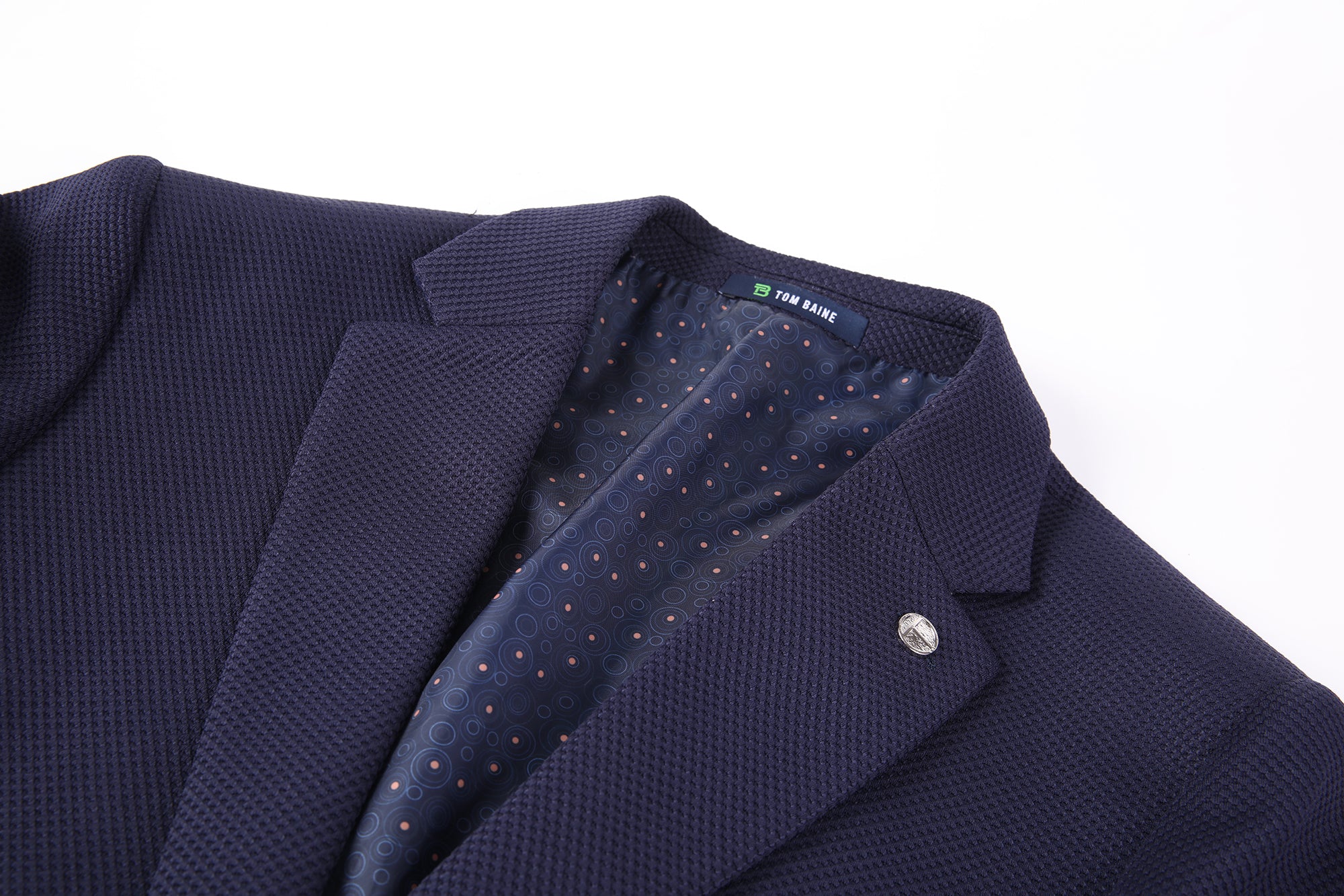 Men's Slim Fit Waffle Performance Stretch Solid Sport Coat Navy