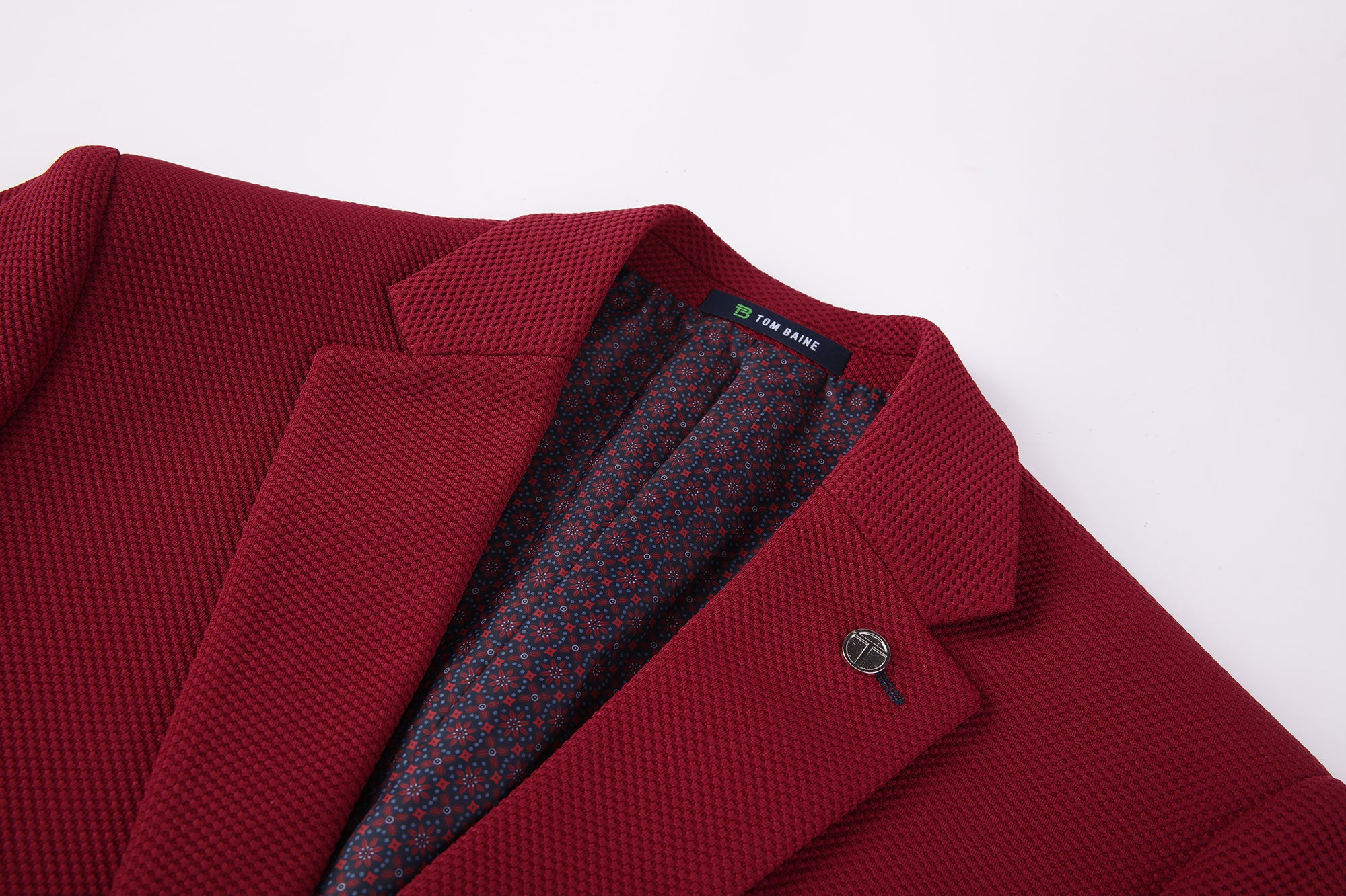 Men's Slim Fit Waffle Performance Stretch Solid Sport Coat Burgundy