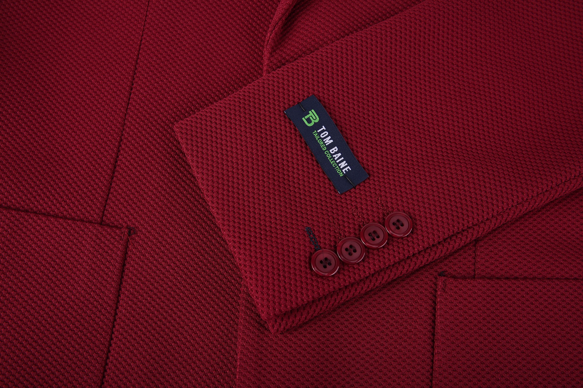 Men's Slim Fit Waffle Performance Stretch Solid Sport Coat Burgundy