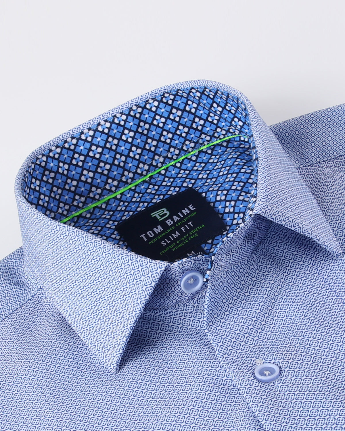 Tom Baine Micro Performance Short Sleeve Shirt - Blue, image size:1200x1500