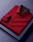 Men's Slim Fit Performance Long Sleeve Solid Shirt Burgundy