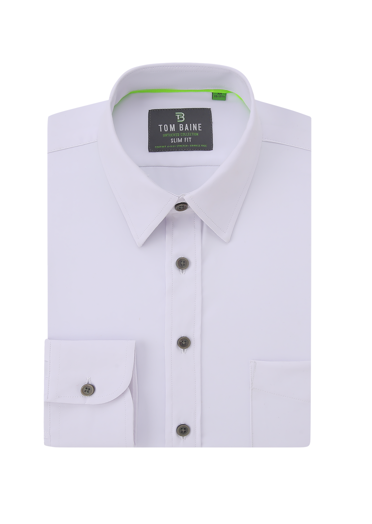 Men's Slim Fit Performance Long Sleeve White Solid Shirt