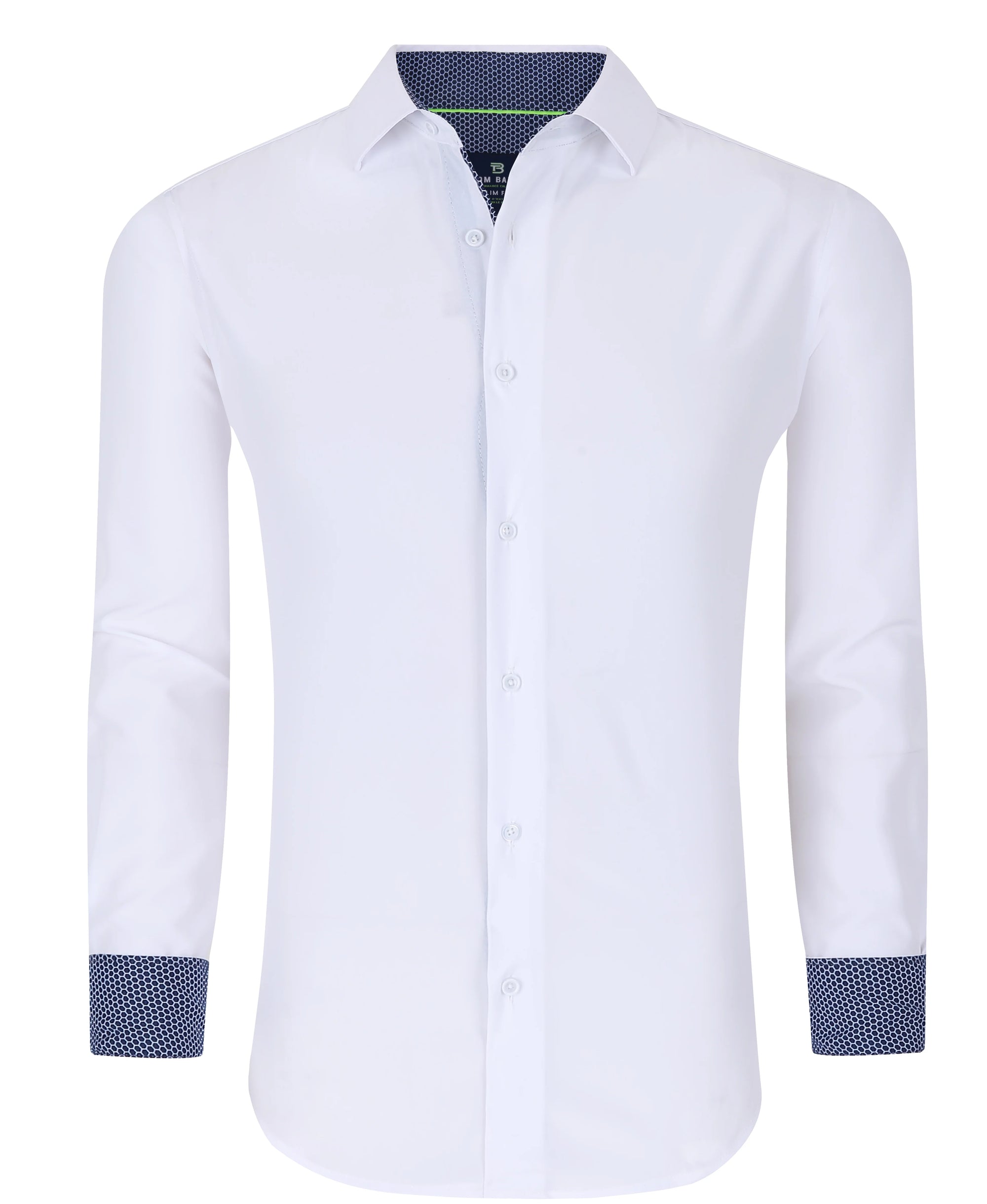 Men&#39;s Slim Fit Performance Long Sleeve Solid Shirt White