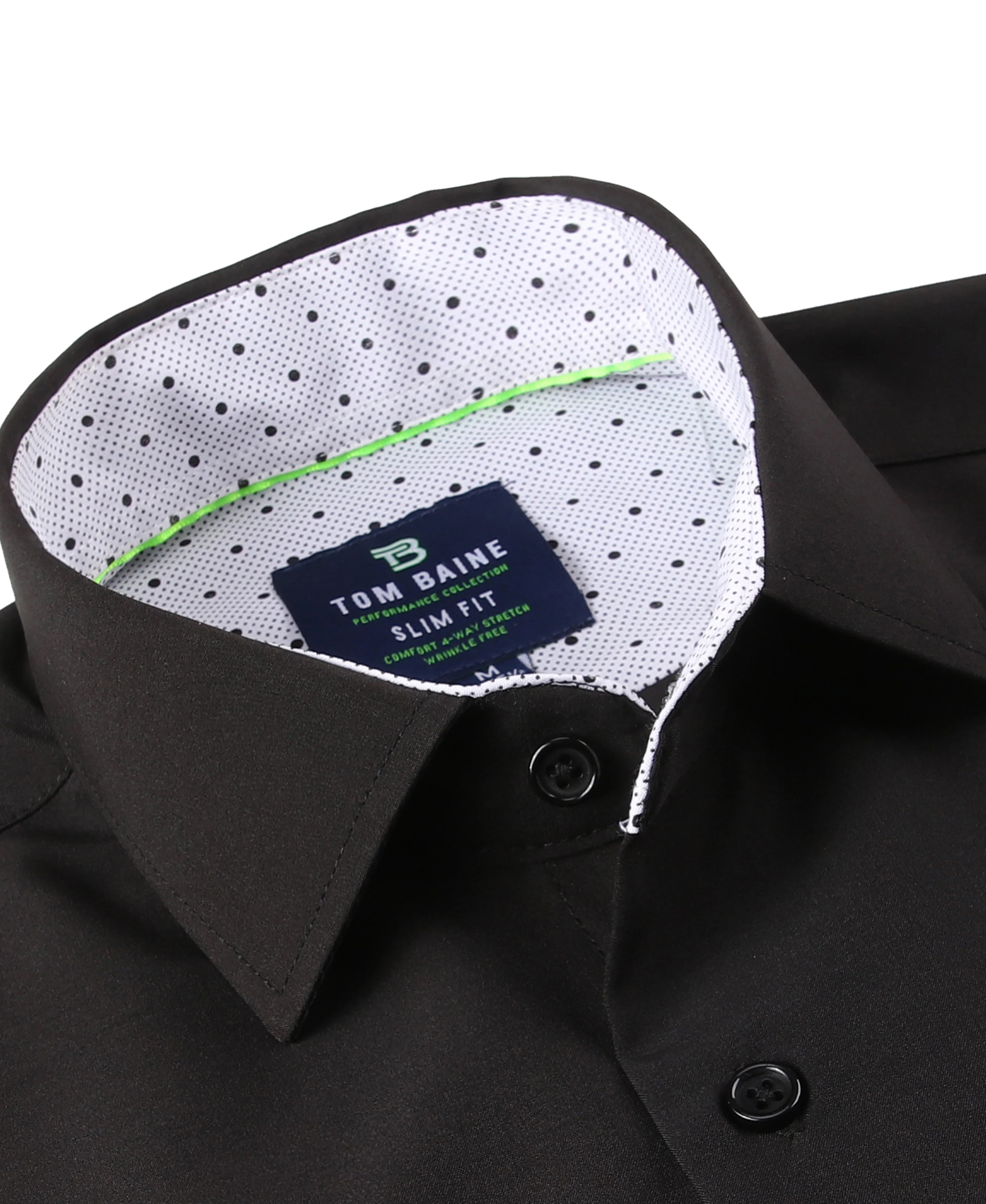 Men's Slim Fit Performance Short Sleeve Solid Shirt Black