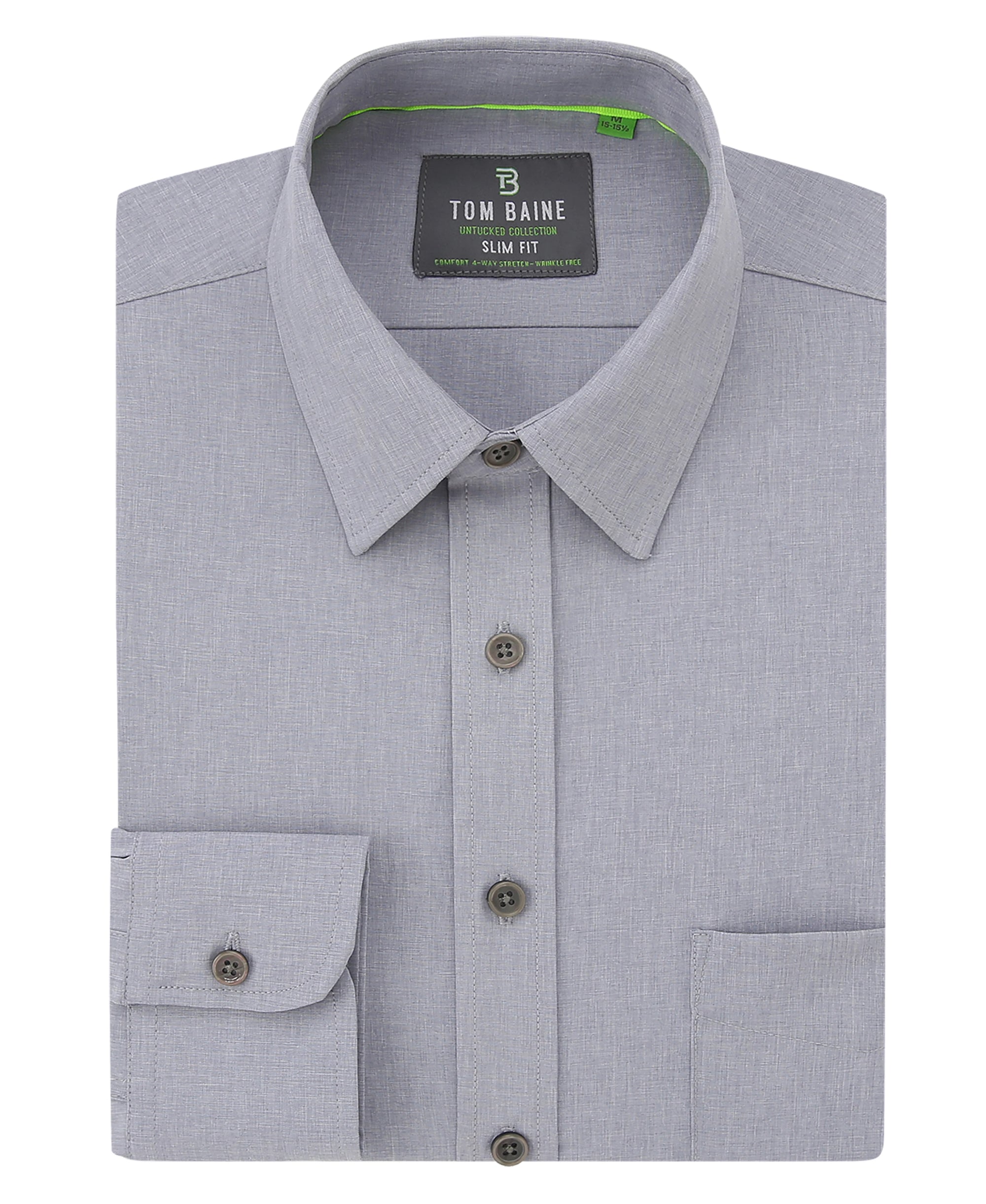 Men's Slim Fit Performance Long Sleeve Solid Shirt Silver Tom Baine Men's Slim Fit Performance Long Sleeve Solid Shirt Silver Tom Baine