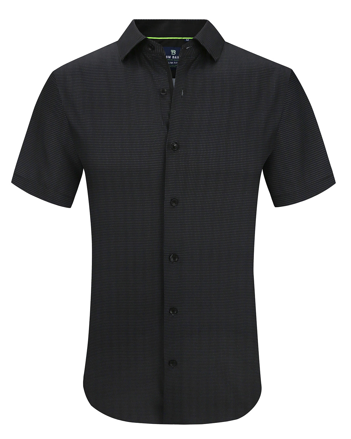 Men&#39;s Slim Fit Performance Stretch Black Short Sleeve