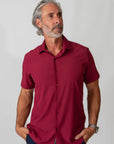 Tom Baine Short Sleeve Solid Performance Button Down (Burgundy)