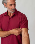 Tom Baine Short Sleeve Solid Performance Button Down (Burgundy)