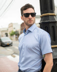 Men's Geometric Slim Fit Performance Short Sleeve White