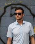 Men's Slim Fit Performance Stretch Short Sleeve Sky Blue