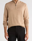 1/4 Zip Cashmere Feel Sweater (Light Gray )