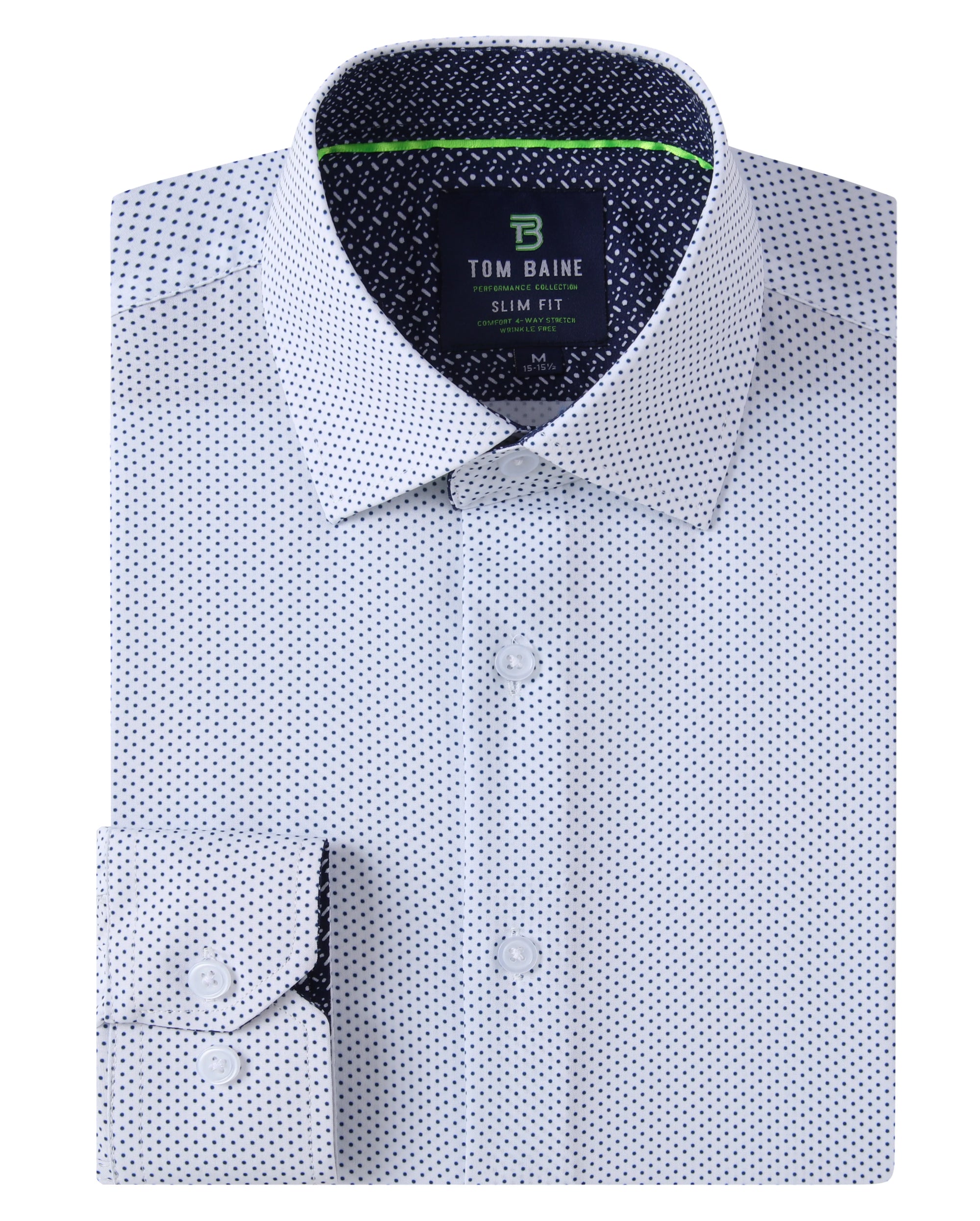 Tom Baine Men's Geometric Performance Stretch Button Down Dress Shirt - White Circle - Size XXLarge Tom Baine Men's Geometric Performance Stretch Button Down Dress Shirt - White Circle - Size XXLarge