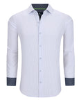 Men's Geometric Slim Fit Performance White Long Sleeve Shirt