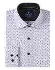 Men's Geometric Slim Fit White Performance Long Sleeve Shirt