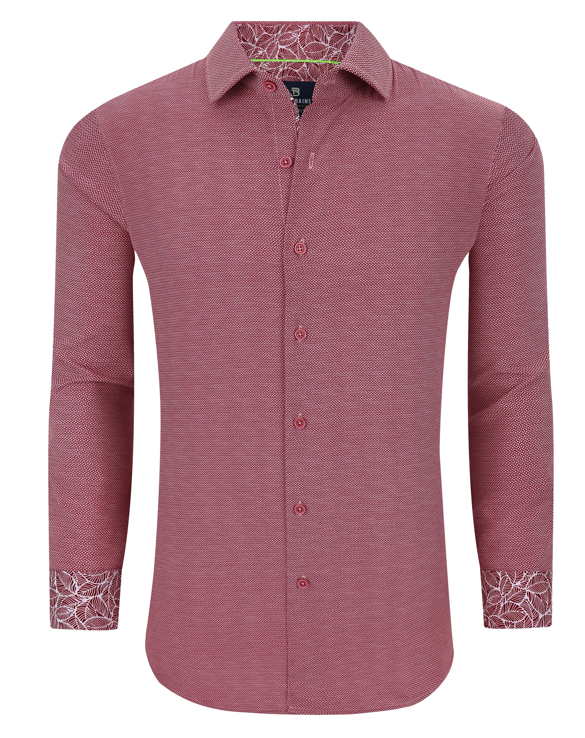 Men&#39;s Geometric Slim Fit Performance Long Sleeve Shirt Red