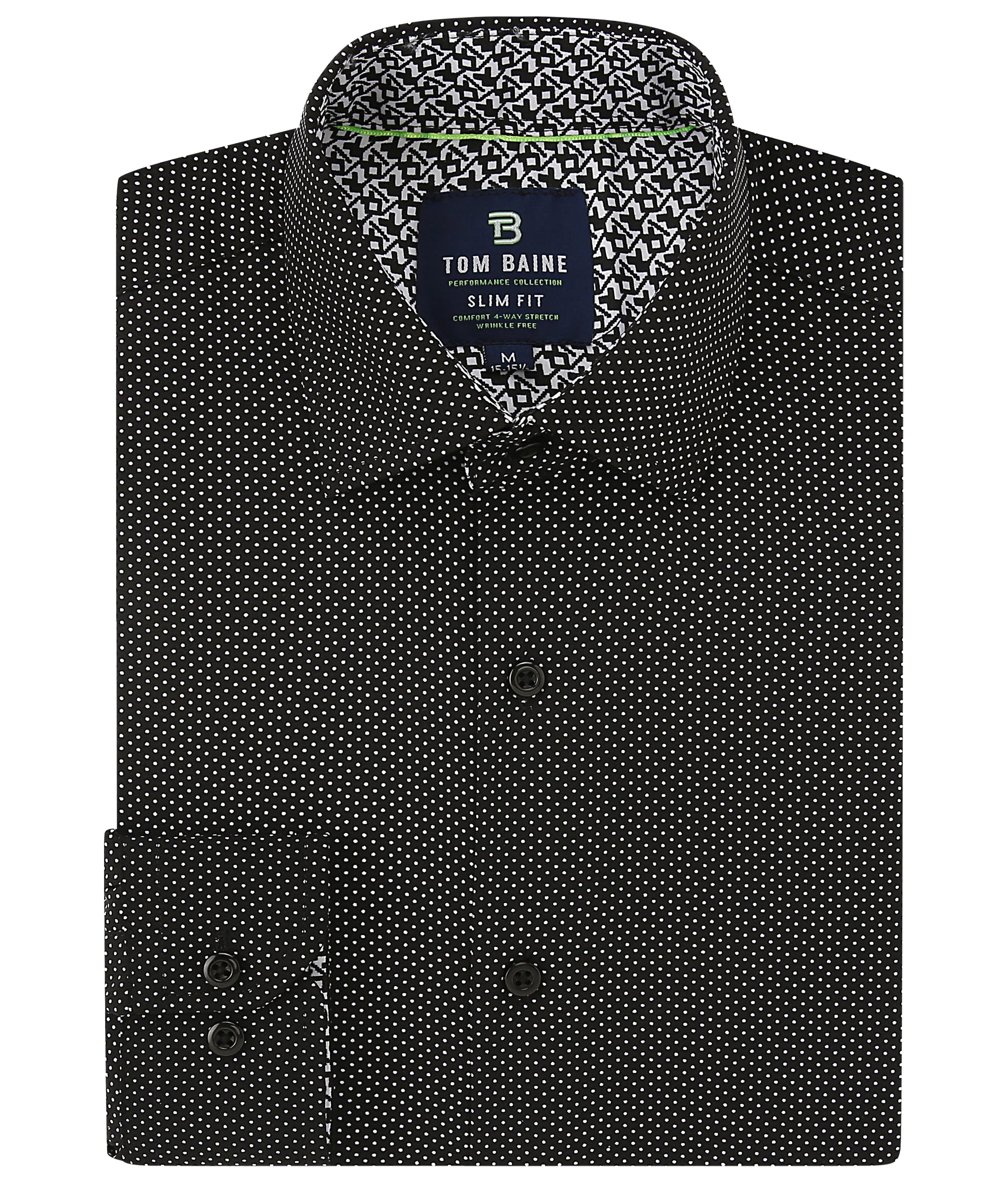 Men's Slim Fit Performance Long Sleeve Printed Shirt Black Tom Baine Men's Slim Fit Performance Long Sleeve Printed Shirt Black Tom Baine
